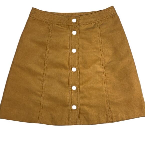 H&M DIVIDED Faux Suede Snap Front Skirt - Picture 1 of 9